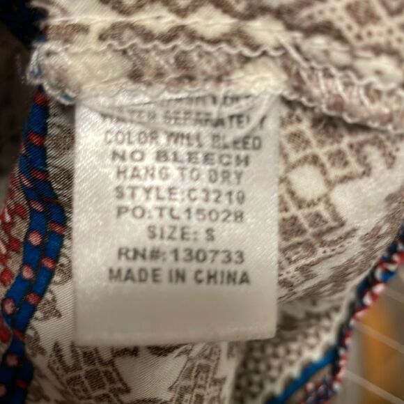 Umgee Boho Abstract Print Dress Tunic Brown Size Small - Picture 9 of 9